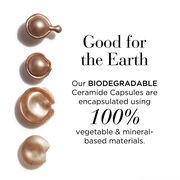 Our biodegradable ceramide capsules are encapsulated using 100% vegetable and mineral-based materials