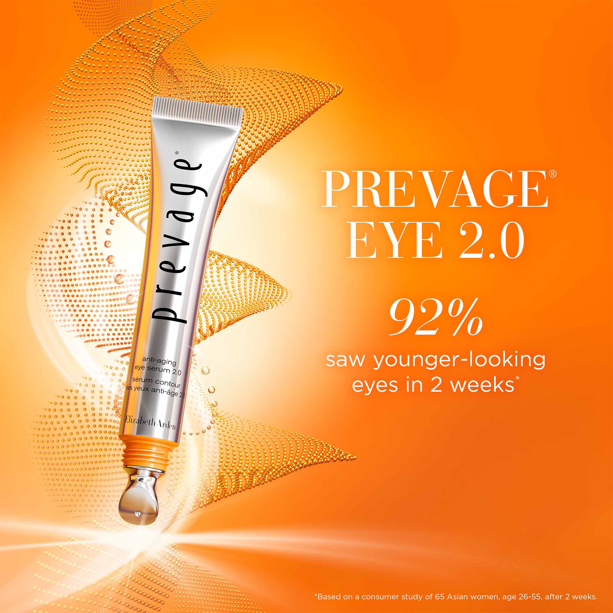 92% saw younger-looking eyes in 2 weeks based on a consumer study of 65 Asian women, ages 26-55, after 2 weeks.