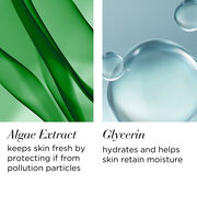 Algae Extract-Keeps skin fresh by protecting from pollution particles, Glycerin- hydrates and helps skin retain moisture